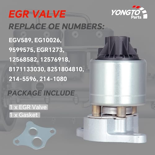 Yongtoparts EGV589 EGR Valve Compatible with Chevrolet Astro Suburban Express C1500/K1500 Pickup, GMC Savana Sierra Yukon, Cadillac Escalade, Buick Isuzu Oldsmobile Pontiac Replace OE EGR1273 EG10026