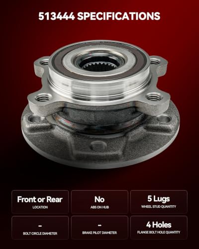 Torchbeam 513444 Front Wheel Bearing & Hub Assembly Compatible with 2017-2022 Jeep Compass, 2015-2021 Jeep Renegade, 2016-2020 Fiat 500X, Wheel hub Assembly 2pcs
