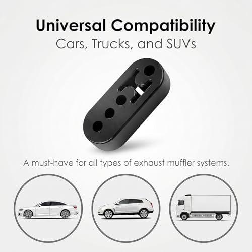 4 Holes Rubber Exhaust Hanger, 0.47in Adjustable Muffler Shock Absorber Insulator Bushing, High Density Weather-Proof Tailpipe Mount Bracket, Universal Damping Hanger Fit for Car Truck Jeep SUV