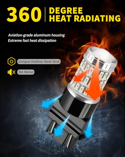 AUXLIGHT LED Strobe/Flash Brake Tail Light Bulbs 3157 3156 LED Bulb Red 320% Brighter 3057 3056 4157 T25 Led Bulbs for Tail Stop Brake Lights (Brilliant Red, Pack of 2)
