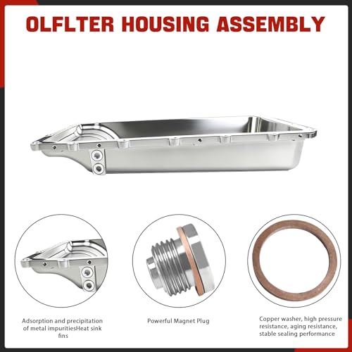 265-897 Upgraded aluminum Transmission Oil Pan Ten Speed Transmission Filter with Magnetic Drain Plug & Gasket Fit for 2017-2023 F150, 2018-2023 Expedition/Mustang/Navigator, 2019-2023 Ranger