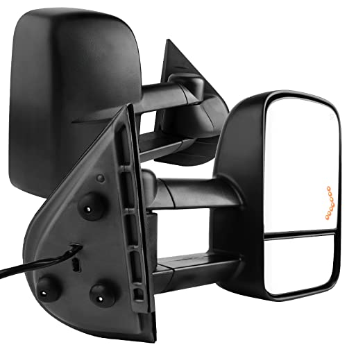 AUTOSAVER88 Tow Mirrors Compatible with 2007-2013 Chevy Silverado GMC Sierra, Power Heated Driver and Passenger Side Replacement Towing Mirror Set with Turn Signal and Dual Glass