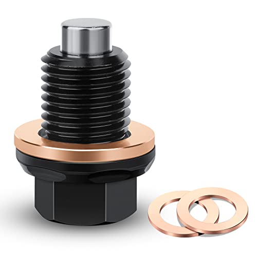 DEEFILL M14 x 1.5 Magnetic Oil Drain Plug T6 Aviation Aluminum with Crush Washer Gasket Compatible with Ford GM Hyundai KIA and More Select Models