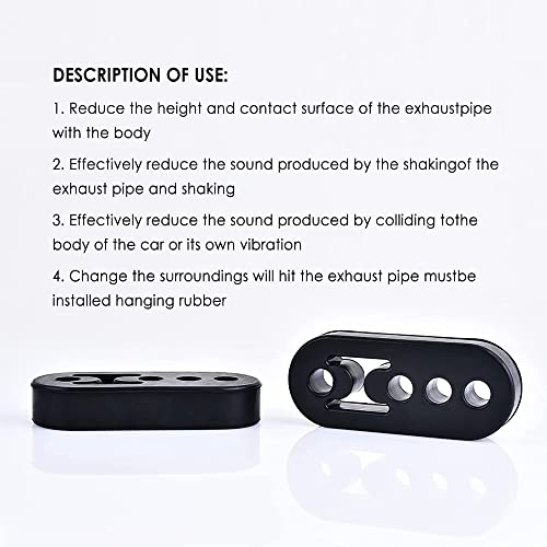 12mm Hole 4.25" EPDM 4 Hole Exhaust Hanger Adjustable Muffler Shock Absorber for Exhaust Pipe,Universal Tailpipe Mount Brackets Insulator Fit Car Truck SUV (4pcs)
