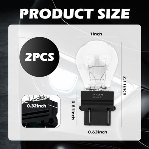 Purthog 2PCS 3157 Bulb for Car,Long-Term Use Tail Lights Bulb as Halogen Light Bulbs 12V P27-5W 3000K,Essential Brake Light Bulbs Replacement Compatible with GMC Ford Nissan (White)