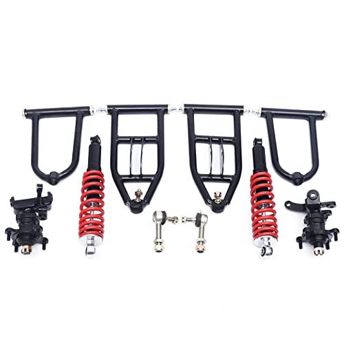 12'' Front Suspension Shock Swing Arm Full Kit Upper Lower Steering Knuckle Spindle Kit For ATV Quad Bike Go Kart Buggy DIY Parts Front Suspension Swingarm Assembly 3 Holes Flange