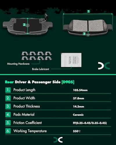 SCITOO Brake Pads Kits Front Semi-Metal Rear Ceramic 8pcs