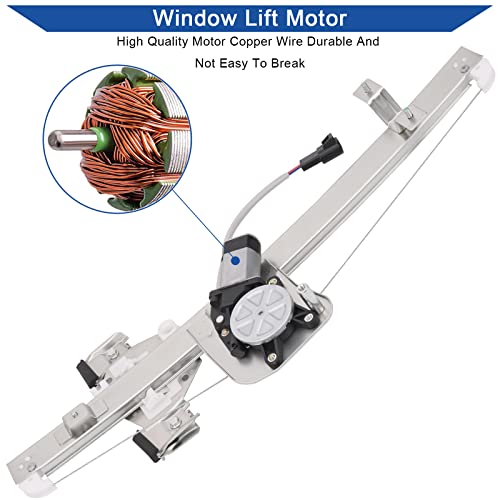 Obaee 741-388 Rear Driver Side Power Window Lift Regulator with Motor Compatible with 2007-2013 Chevy Silverado GMC Sierra 1500 2500HD 3500HD Extended Cab Pickup