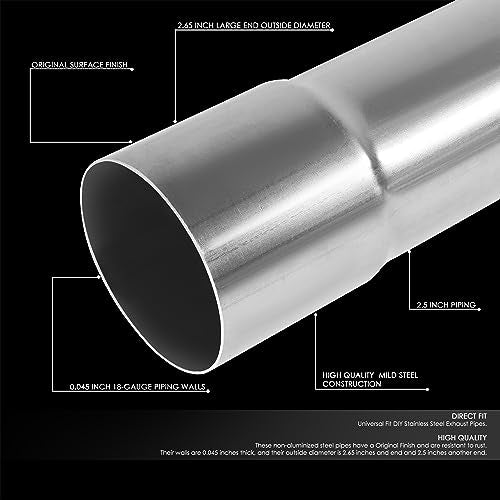 DNA MOTORING ZTL-PP-25-45-RAW 45 Degree DIY Custom Mandrel Exhaust Tubing, 2.5" OD, Mild Steel,Universal Fit