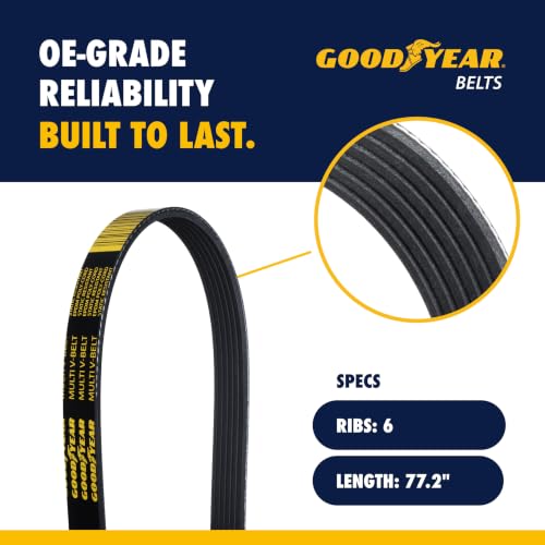 Goodyear Belts 1060772 Serpentine Belt, 6-Rib, 77.2" Length for 1982-2020 for 2009-2010 Blue Bird & 2013-2015 Cadillac & 2014-2015 Chevrolet & 2