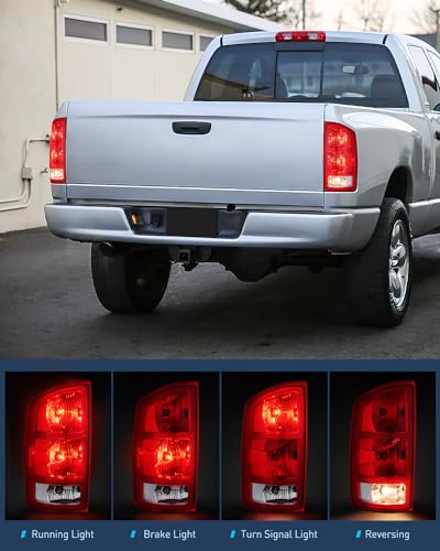 Nilight Taillight Assembly Compatible with 2002 2003 2004 2005 2006 Dodge Ram 1500 2500 3500 Rear Lamp Replacement OE Style Driver Side