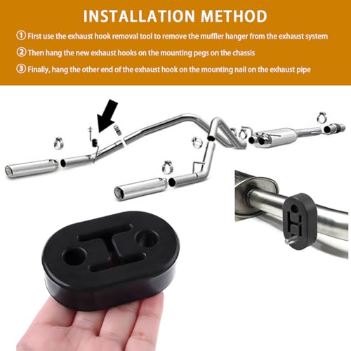 Ohleats 4 PCS Car Rubber Exhaust Hanger, Heavy Duty Auto Exhaust Muffler Insulator Bushing, High Density Bracket Hanger with 2 Holes 0.47 Inch (12mm), Universal Car Accessories (Black)