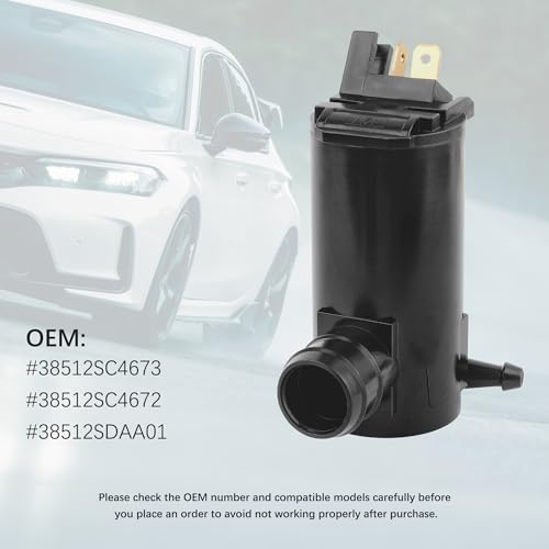 Windshield Washer Pump Replacement OEM#38512SC4673,38512SC4672 with Grommet,Windshield Wiper Pump Compatible with Suzuki Acura Honda,Standard Windshield Washer Fluid Pump(for Honda)