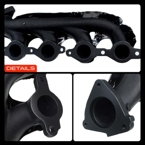 A-Premium Right Exhaust Manifold W/Gasket, Studs & Nuts & Heat Shield Compatible with Chevy, GMC & Cadillac - Silverado 1500 2500 3500, Express, Suburban, Tahoe, Avalanche,Sierra, Escalade & More