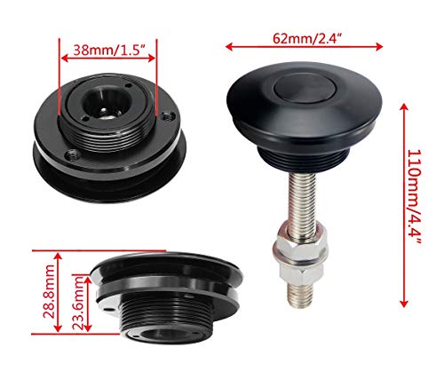 ANJOSHI 2 Pack Quick Release Latch Universal 2.44in/62mm Diameter Aluminum Alloy Push Button Hood Pins Lock Clip Kit for Auto Car (Black Pro)