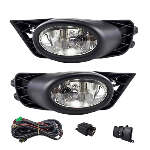 Fog Lights Assembly Replacement for 2009 2010 2011 Honda Civic Sedan, Front Bumper Driving Fog Lamps with Wire Harness for Passenger and Driver Side (Clear Lens)