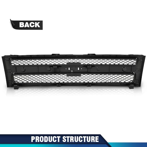 PIT66 Front Grille Fit Chevy Silverado 1500 2007-2013, Textured Black Grill