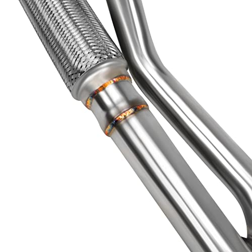 JY PERFORMANCE T304 Stainless Steel Exhaust Flex Y Pipe compatible with 2009-2017 Enclave Traverse Acadia Outlook (2PCS Design)