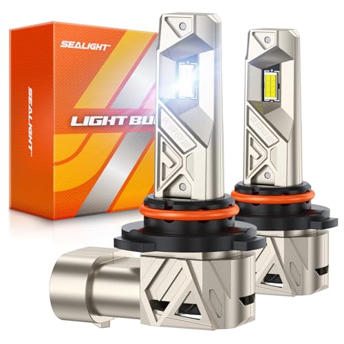 SEALIGHT 9005/HB3 LED Bulbs, 96000LM S6 Pro 9005 Bulb with 2026 8th LED-Chips, 80000H+ Lifespan HB3 Driving Light, 6500K White 1000% Bright Fog Light,1:1 Plug and Play, Pack of 2
