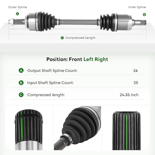 Front Left Driver Side CV Axle Shaft Assembly Fit for Honda Civic (1.8L, Automatic Transmission only) 2006 2007 2008 2009 2010 2011 2012 2013, for 2014-2015 Civic Natural Gas, Sedan Only, for 66-4232