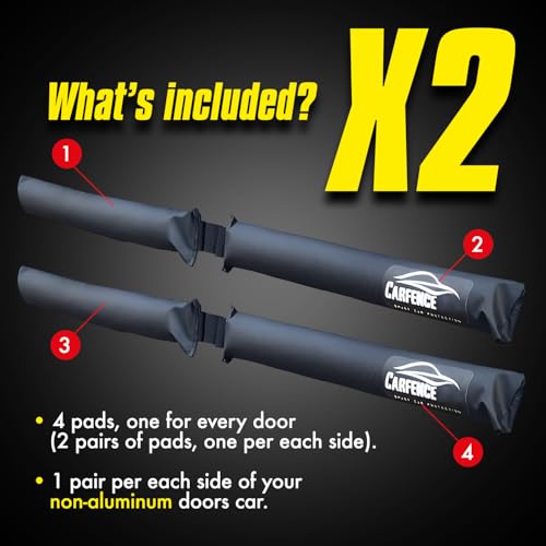 HRX Car Door Dent Protector for Non-Aluminum Cars Doors - 4 Doors Pack - Removable Soft Cushion Magnetic Door Guards - Door Ding Bumper and Scratch Protector - Prevents Dents, Scratches & Dings