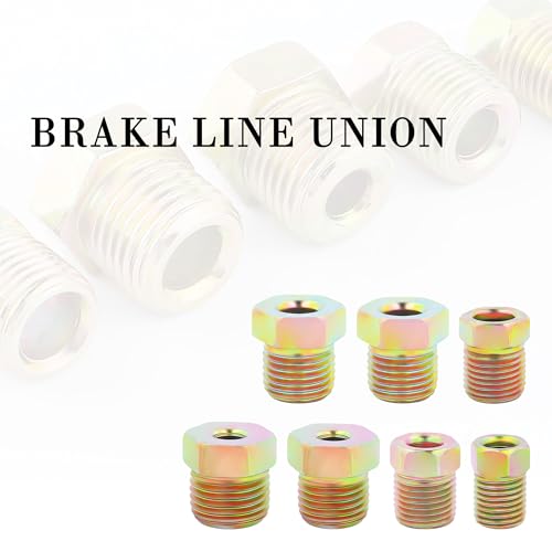 35PCS Brake Line Fittings Assortment,Brake Line Kit for 1/4 & 3/16 Brake Line Inverted Flares,Universal Rustproof Brake Line Repair Kit Brass Brake Line Nuts for Car Truck SUV