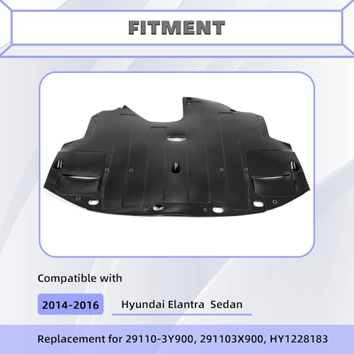 HECASA Engine Splash Shield Compatible with 2014-2016 Hyundai Elantra Sedan Replacement for 29110-3Y900 HY1228183 Front Engine Under Cover Plastic