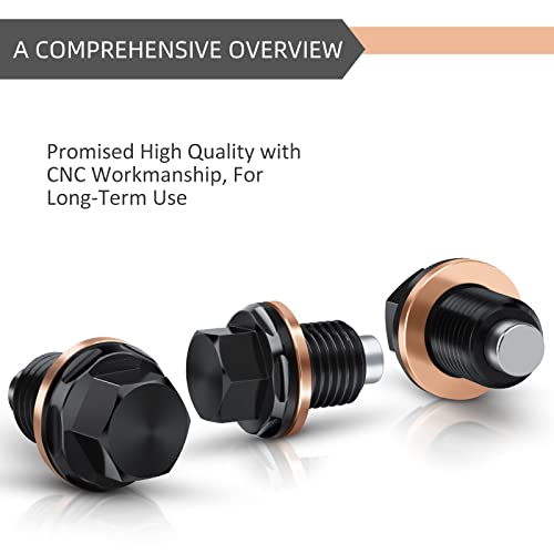 DEEFILL M14 x 1.5 Magnetic Oil Drain Plug T6 Aviation Aluminum with Crush Washer Gasket Compatible with Ford GM Hyundai KIA and More Select Models
