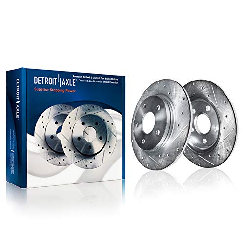Detroit Axle - Rear Brake Kit for Hyundai Tucson Kia Sportage 2022 2023 2024 2025, 11.81" inch Drilled and Slotted Disc Brake Rotors Ceramic Brakes Pads Replacement