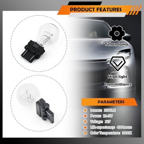 YGDMD 2PCS Car 3157 Bulb,12V 3157 Brake Light Bulb for Replacing Tail Light Bulbs Compatible with Ford/Chevrolet/Chrysler/Dodge,3800K/P27-5W Halogen Rear Turn Bulbs