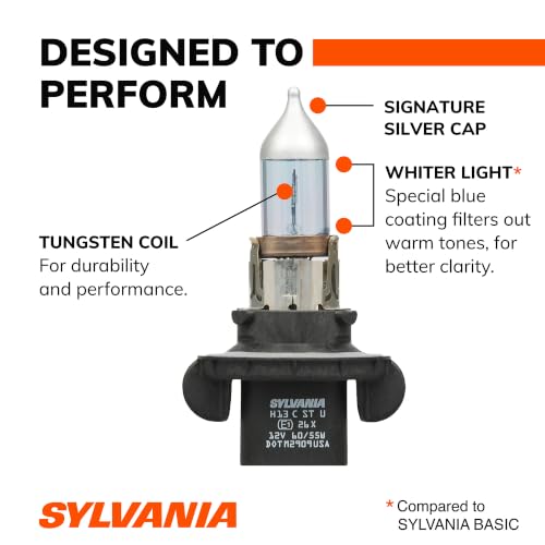 SYLVANIA - H13 SilverStar - High Performance Halogen Headlight Bulb, High Beam, Low Beam and Fog Replacement Bulb, Brighter Down Road with Whiter Light (Contains 2 Bulbs)