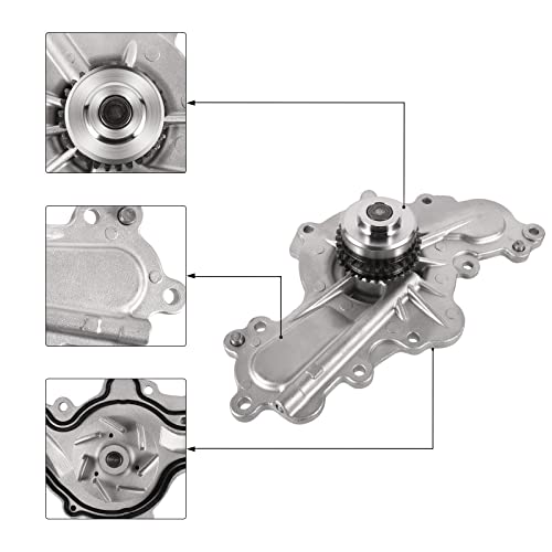 AULINK AW6348 Water Pump (W/Double-Row Sprocket;Engine 3.5L 3.7L) For 2011-2019 Ford Edge Fusion Flex Explorer Taurus,2011-2019 Lincoln MKS MKZ MKT MKX,MAZDA 6 CX9