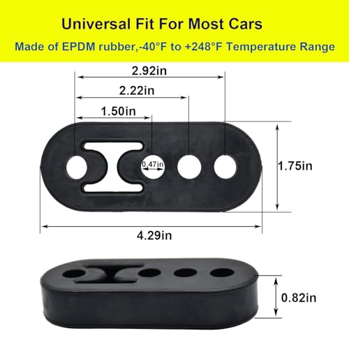 Luumtee Rubber Exhaust Hanger,2 Holes and 4 Holes Adjustable Muffler Hanger(0.47" Hole Diameter),90°Bend Universal Weld in Place Exhaust Hanger Rod (12 PCS)