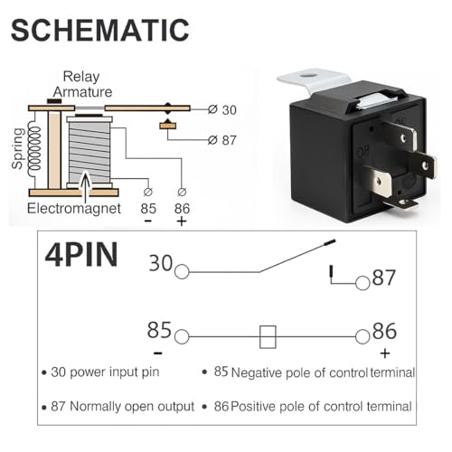 Gebildet 2pcs 12V 40A 4 Pin SPST Car Relay Harness JD1912, 12AWG Harness Sockets with Built-in Diode for Automotive Truck Van Boat Motorcycle