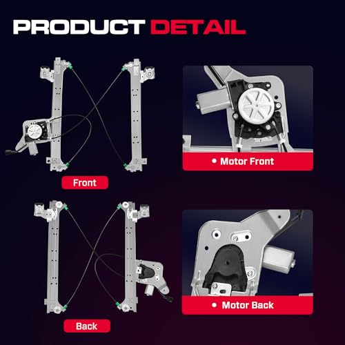 XIMAKA Rear Passenger Side Power Window Regulator with Motor (2 Pins) Fit for 2001-2006 Chevrolet Silverado 1500 3500, Avalanche Suburban GMC Sierra 1500 2500 3500 Yukon XL Cadillac Escalade, 741-579