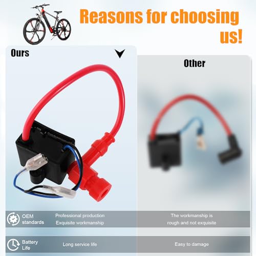 QAZAKY High Performance CDI Ignition Coil Compatible with 49cc - 50cc 60cc 66cc 80cc 2-stroke Engine Motor Motorized Bicycle Bike With Mounting Parts