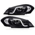 CNNELL LED Headlights Assembly Compatible with Chevy Impala 2006 2007 2008 2009 2010 2011 2012 2013, Compatible with Chevy Impala Limited 2014 2015 2016 2pc(B Smoky lens Black Housing Clear Reflector)