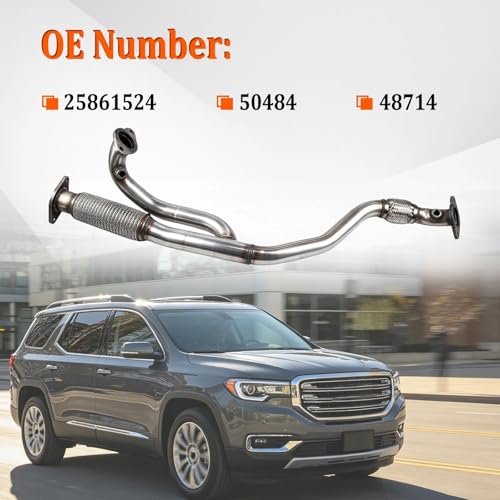 Stainless Steel Exhaust Flex Y Pipe Compatible with 2009-2017 Buick Enclave, Chevrolet Traverse 3.6L, 2017 GMC Acadia, 2009-2010 Saturn Outlook