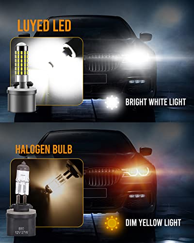 LUYED 880 LED Fog Lights Bulb 400% Brightness 886 890 892 893 LED Bulb with Projector for DRL or Fog Lights,Xenon White,Pack of 2