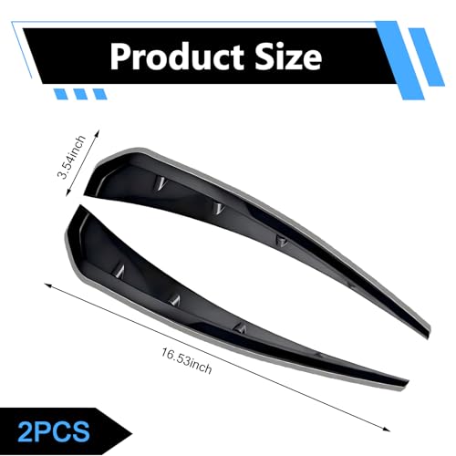 YAWUROU 2 PCS Car Side Fender Vent Trim, Spoiler Body Fender Decorative Stickers, Self-Adhesive Sport Style Air Intake Grille Decorative Sticker, Universal for Most Cars (Black)
