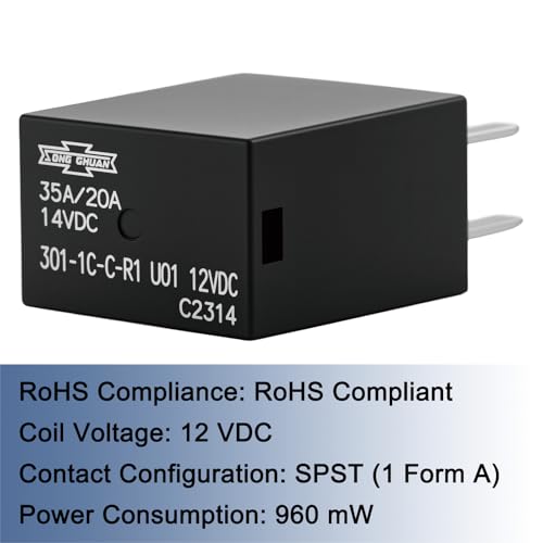 nqnqvl 8 Pack Automotive Relay 301-1C-C-R1-U01 12VDC 5-PIN Compatible with Automotive in Power.
