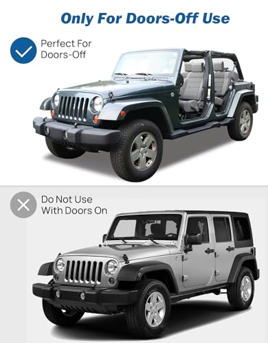 JOYTUTUS Mirrors Doors Off Compatible with Wrangler TJ JK JKU 1997-2018, Does Not Fit on Doors, Easy-Install Side View Mirrors, No Vibration & Wobble