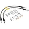 Racewill 2PCS Stainless Steel Brake Lines, Compatible with GM Metric Brake Vehicles, with 10mm Banjo to 3/8"-24 Inverted Flare Female Swivel Adapter and Frame Tabs