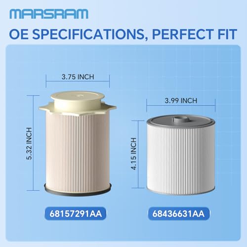 Marsram 6.7 Cummins Fuel Filter Water Separator Set fits for 2019 2020 2021 2022 2023 2024 Dodge Ram 2500 3500 4500 5500 6.7L Cummins Diesel Turbo Engines, Replace 68157291AA 68436631AA
