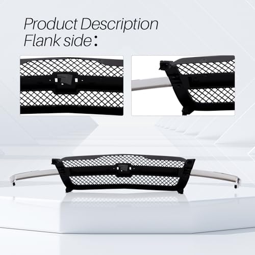 CarPartsDepot Front Grille Bright & Black Grill Compatible With Chevrolet 2003-2006 Silverado 1500 2500 3500 & 2007 Silverado Classic GM1200489 19168629