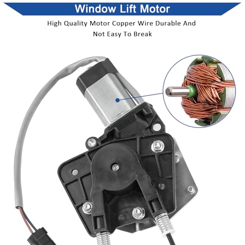 Obaee 741-648 Front Right Passenger Side Power Window Regulator and Motor Assembly Compatible with Dodge Dakota 2000-2004/ Dodge Durango 1998-2003 (Crew Cap Only, Cable Operated), Replace OE 5066430AC