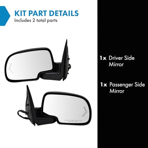 TRQ Pair Mirror Set Power Heated Turn Signal Memory Folding for Cadillac