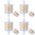 Universal Replacement Gas Inline Fuel Filters for Motorcycles, Cars, Trucks And Gasoline Powered Engines 3/8 Inch (Pack of 4)