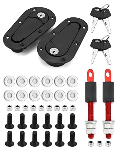 QWORK Flush Hood Latch and Pin Kit, Universal Racing Car Hood Pin Engine Bonnet Latch Lock Kit Quick-Release Lock Hood Pin Latch Set, Durable to Use