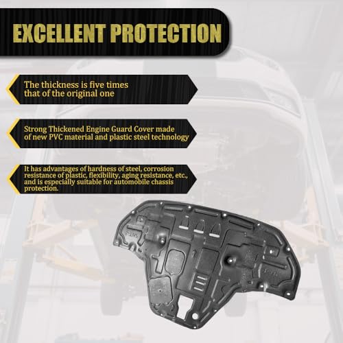 Engine Splash Shield Fit for Hyundai Sonata 2020-2023 Engine Case Guard Under Cover Compatible with 2021 2022 Sonata Front Engine Guard Mud Flaps